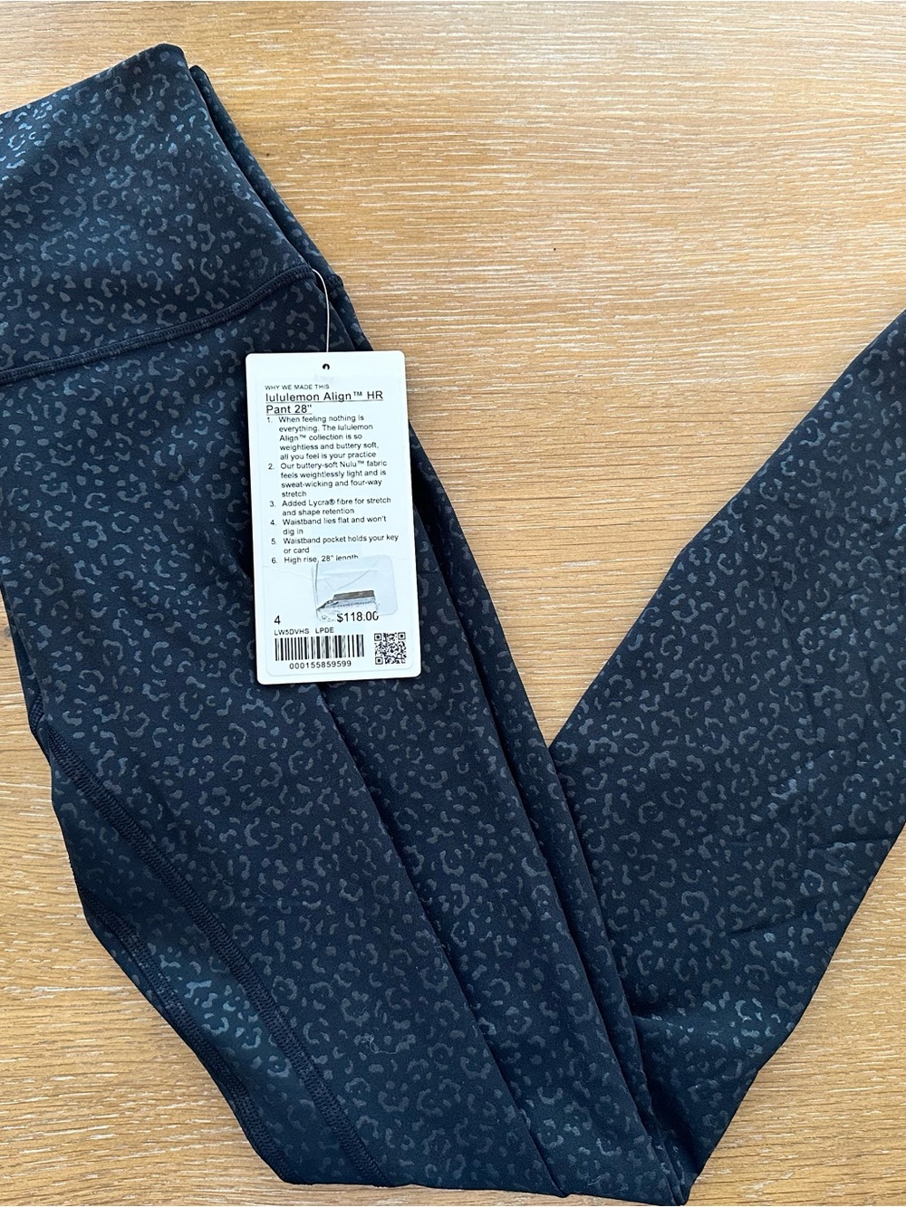 lululemon athletica Women's Black Leggings with Subtle Cheetah Print